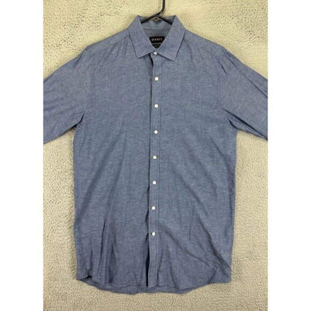 Stantt Shirt Adult Medium Blue St. Marks Button‎ Down Long Sleeve Casual Mens
